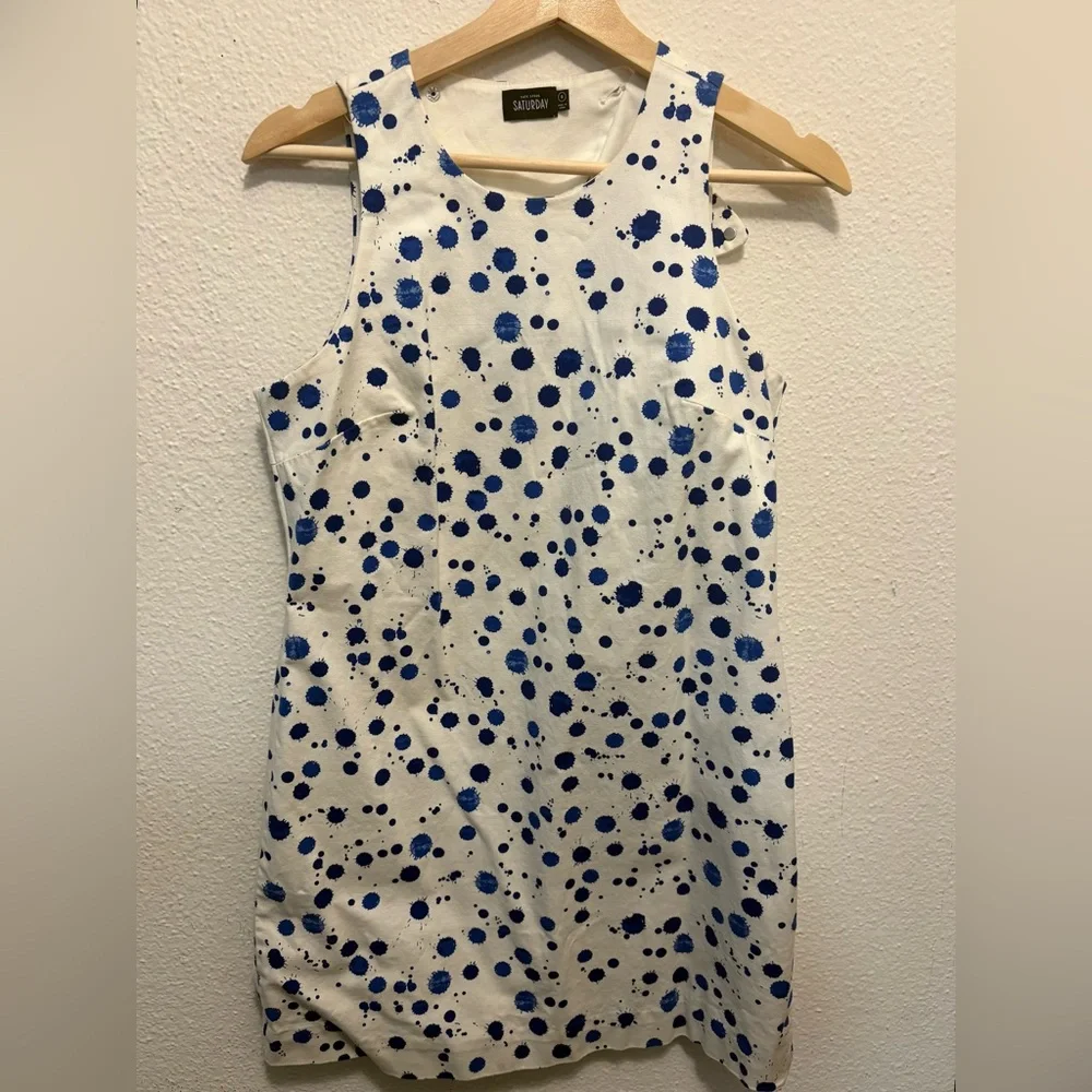 kate spade White Mini Dress w/Blue Spot Print